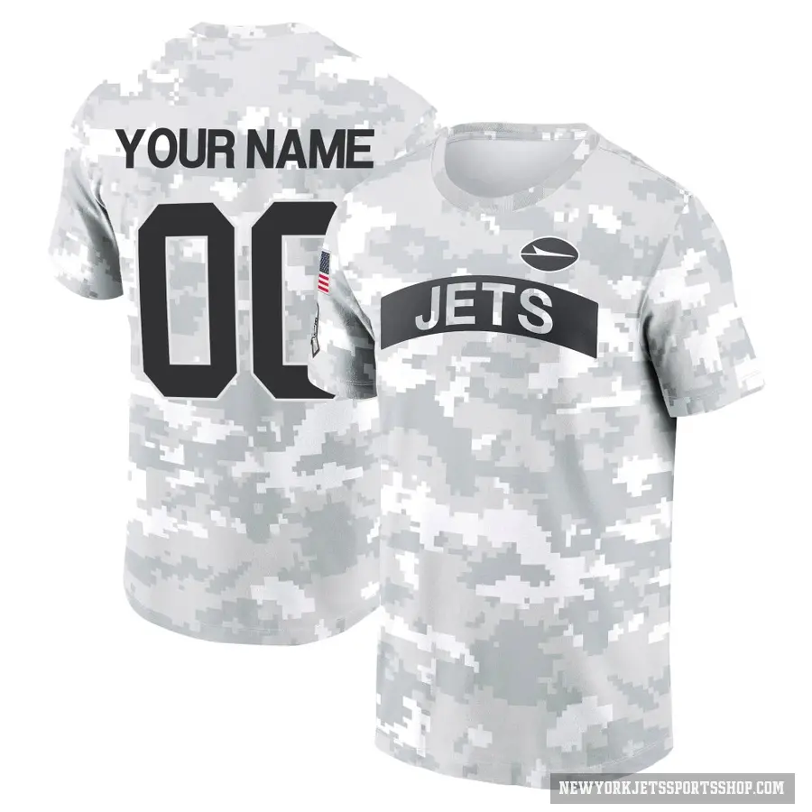 Men's ＃00 Custom New York Jets Camo Arctic 2024 Salute to Service Performance T-Shirt