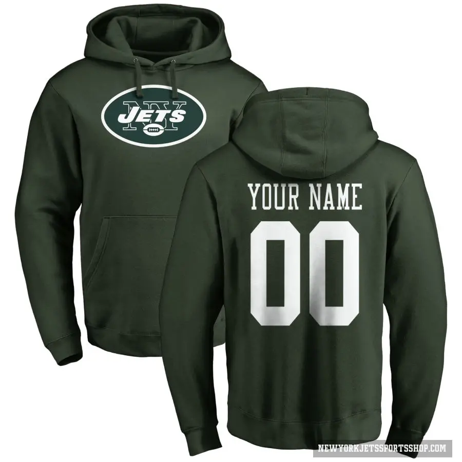 Men's ＃00 Custom New York Jets Green Pro Line Logo Pullover Hoodie