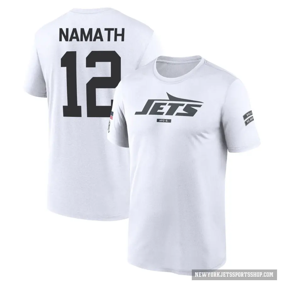 Men's ＃12 Joe Namath New York Jets White 2024 Salute to Service Performance T-Shirt