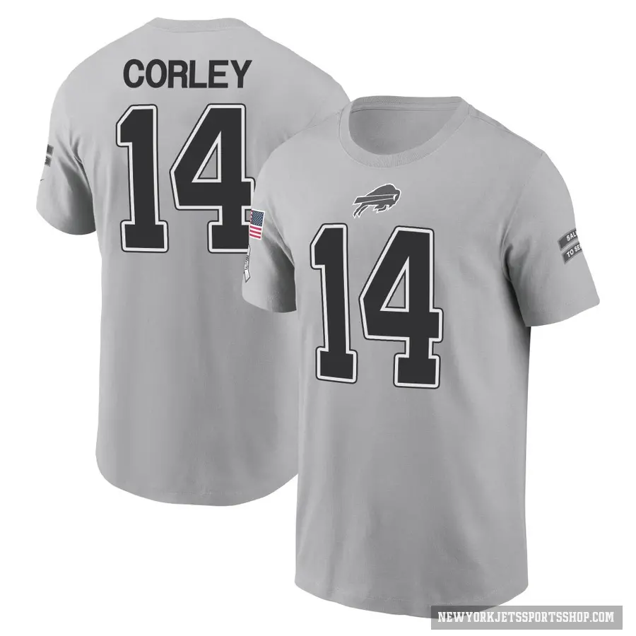 Men's ＃14 Malachi Corley New York Jets Gray 2024 Salute to Service T-Shirt