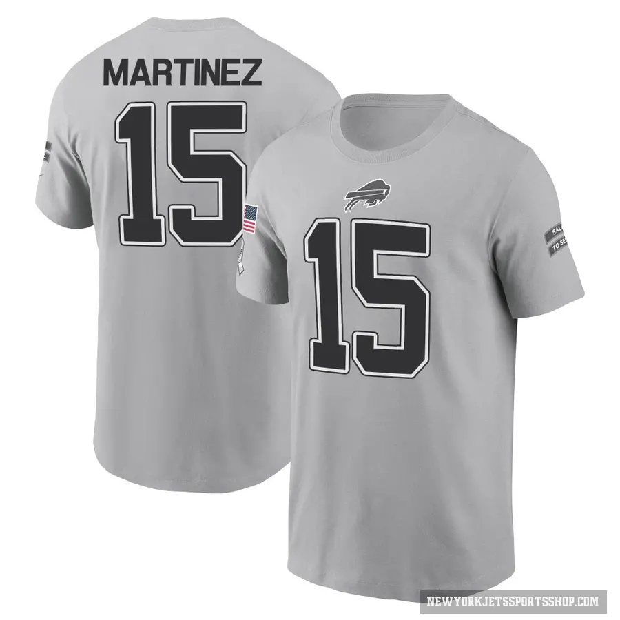 Men's ＃15 Adrian Martinez New York Jets Gray 2024 Salute to Service T-Shirt