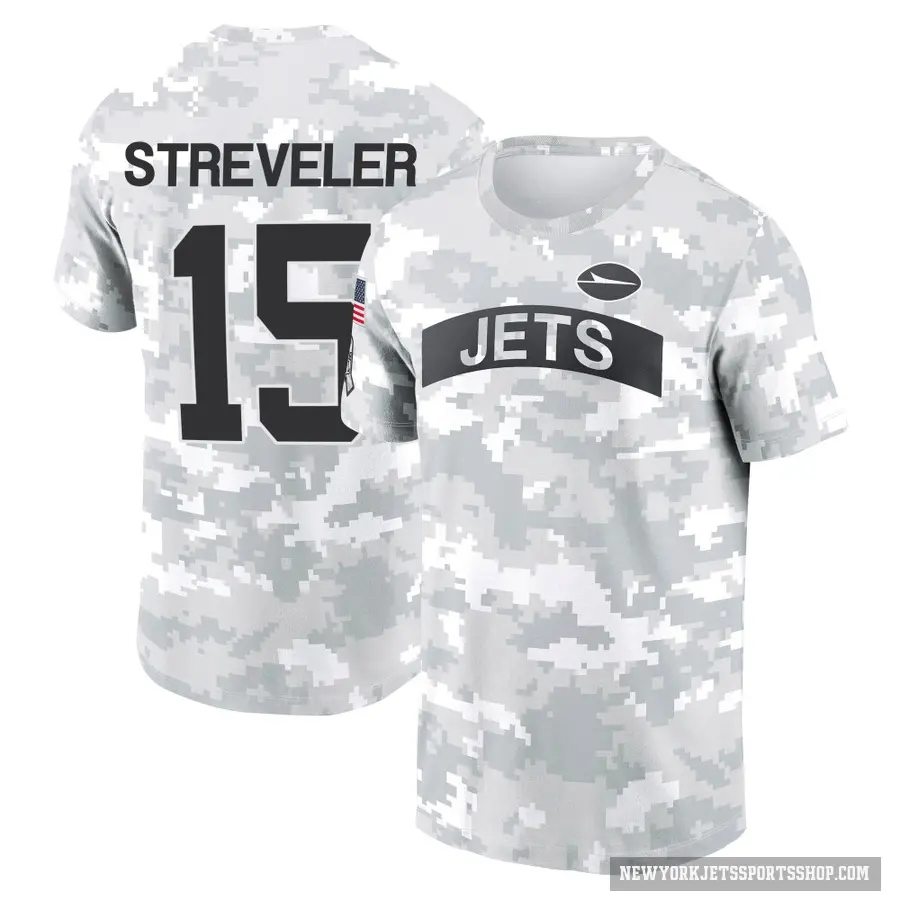 Men's ＃15 Chris Streveler New York Jets Camo Arctic 2024 Salute to Service Performance T-Shirt