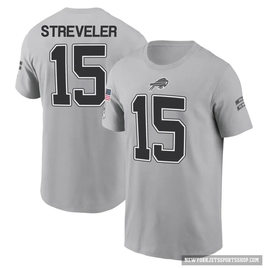 Men's ＃15 Chris Streveler New York Jets Gray 2024 Salute to Service T-Shirt