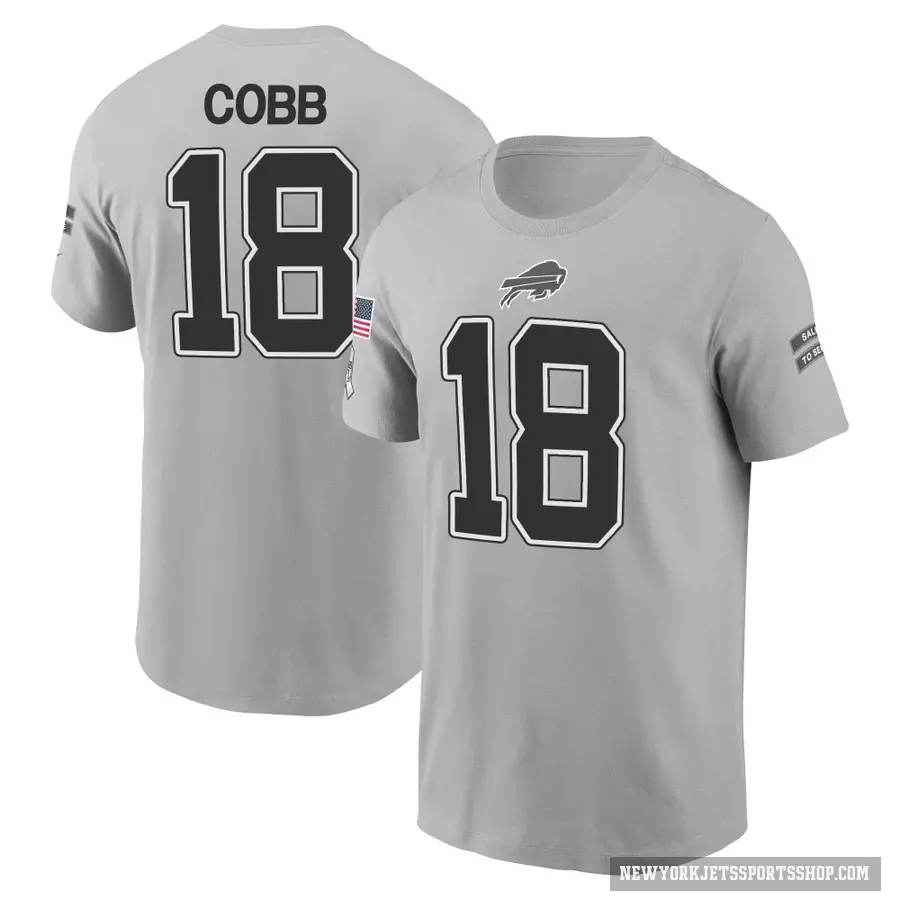 Men's ＃18 Randall Cobb New York Jets Gray 2024 Salute to Service T-Shirt