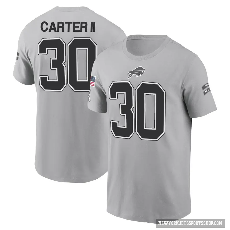 Men's ＃30 Michael Carter II New York Jets Gray 2024 Salute to Service T-Shirt