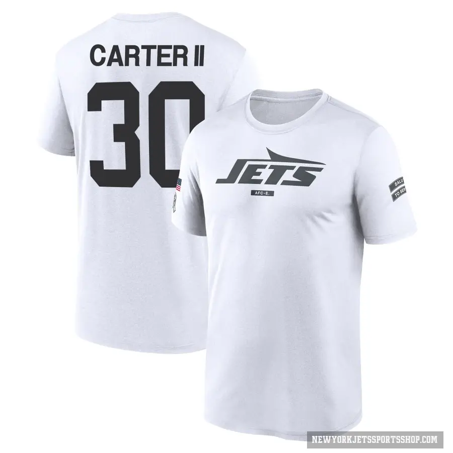 Men's ＃30 Michael Carter II New York Jets White 2024 Salute to Service Performance T-Shirt