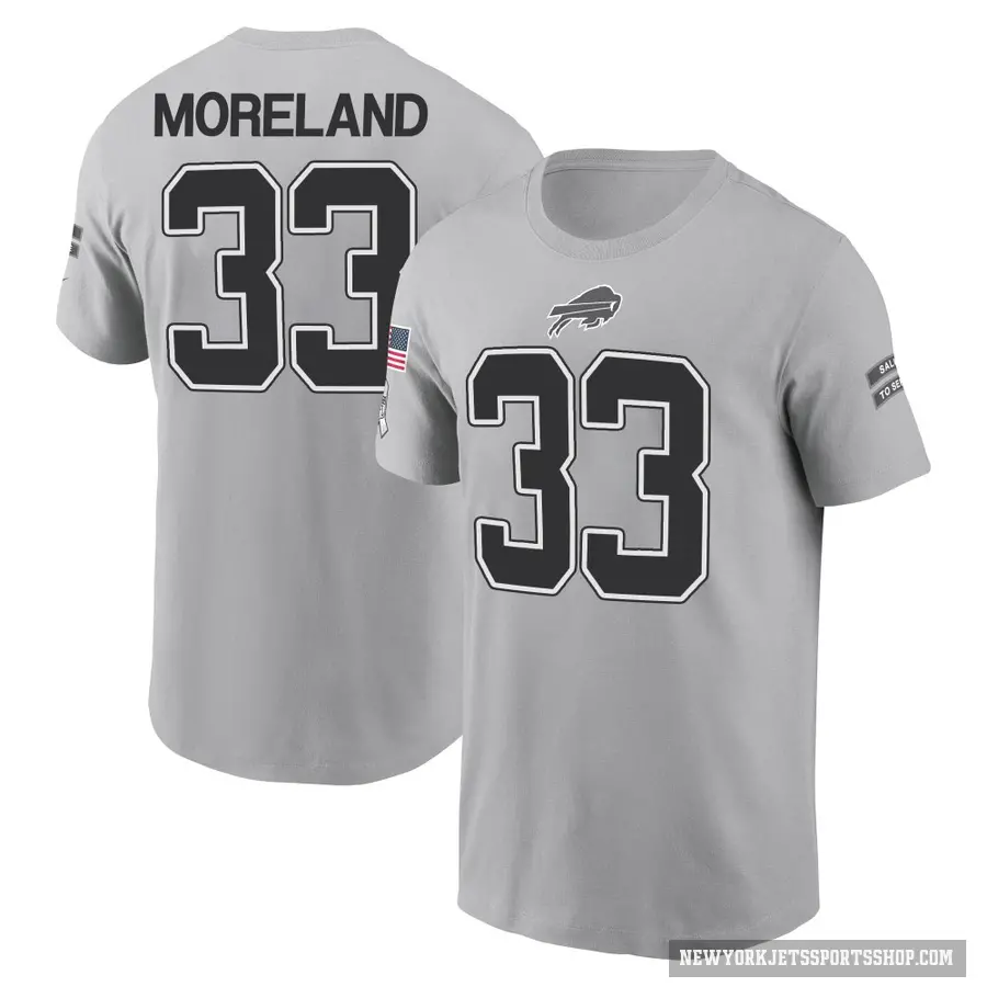 Men's ＃33 Jimmy Moreland New York Jets Gray 2024 Salute to Service T-Shirt