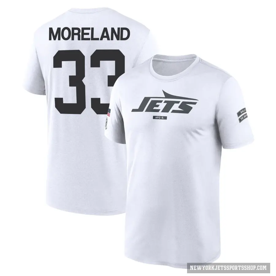 Men's ＃33 Jimmy Moreland New York Jets White 2024 Salute to Service Performance T-Shirt