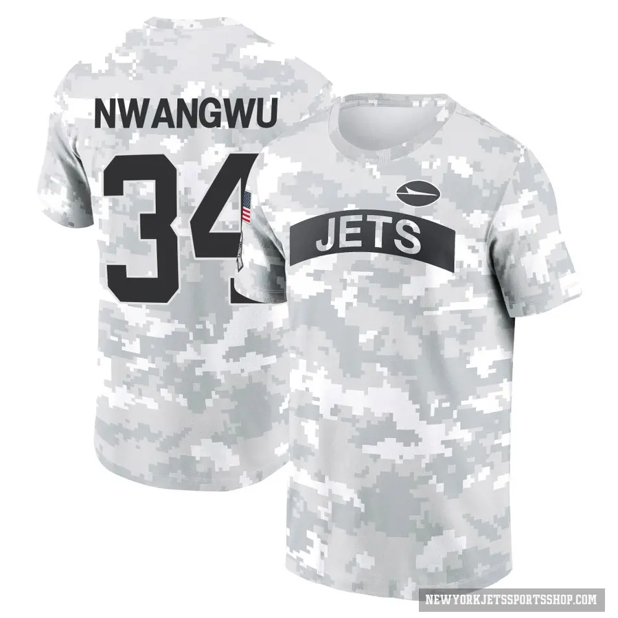 Men's ＃34 Kene Nwangwu New York Jets Camo Arctic 2024 Salute to Service Performance T-Shirt