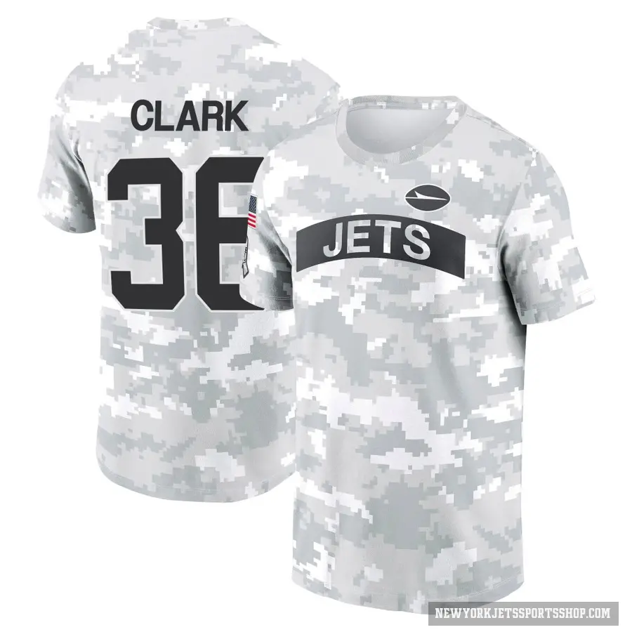 Men's ＃36 Chuck Clark New York Jets Camo Arctic 2024 Salute to Service Performance T-Shirt