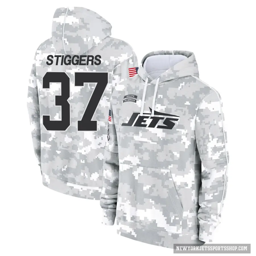 Men's ＃37 Qwan'tez Stiggers New York Jets Arctic Camo 2024 Salute to Service Club Fleece Pullover Hoodie