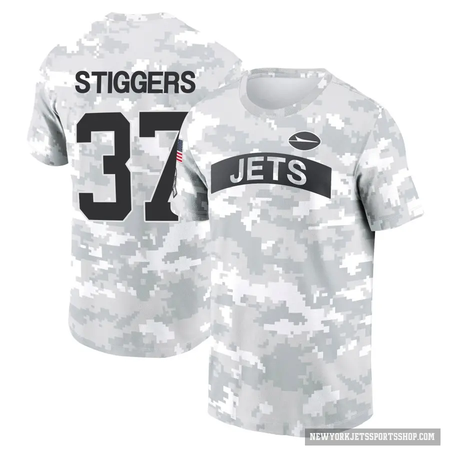 Men's ＃37 Qwan'tez Stiggers New York Jets Camo Arctic 2024 Salute to Service Performance T-Shirt