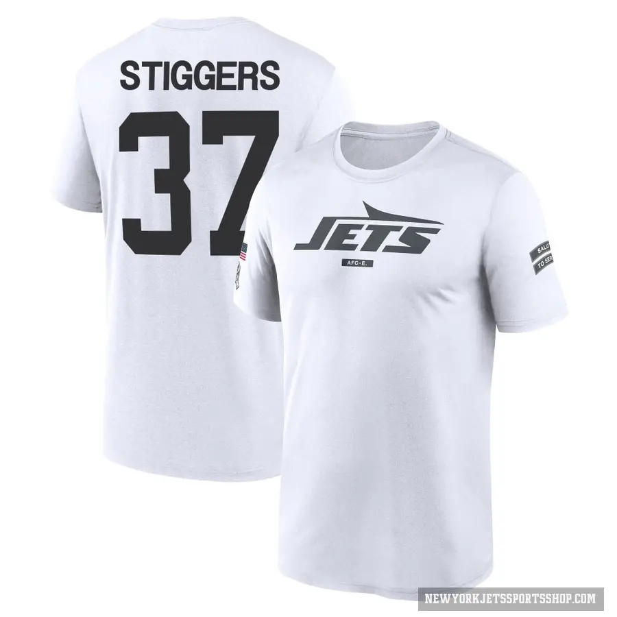 Men's ＃37 Qwan'tez Stiggers New York Jets White 2024 Salute to Service Performance T-Shirt