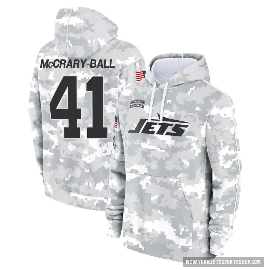 Men's ＃41 Marcelino McCrary-Ball New York Jets Arctic Camo 2024 Salute to Service Club Fleece Pullover Hoodie