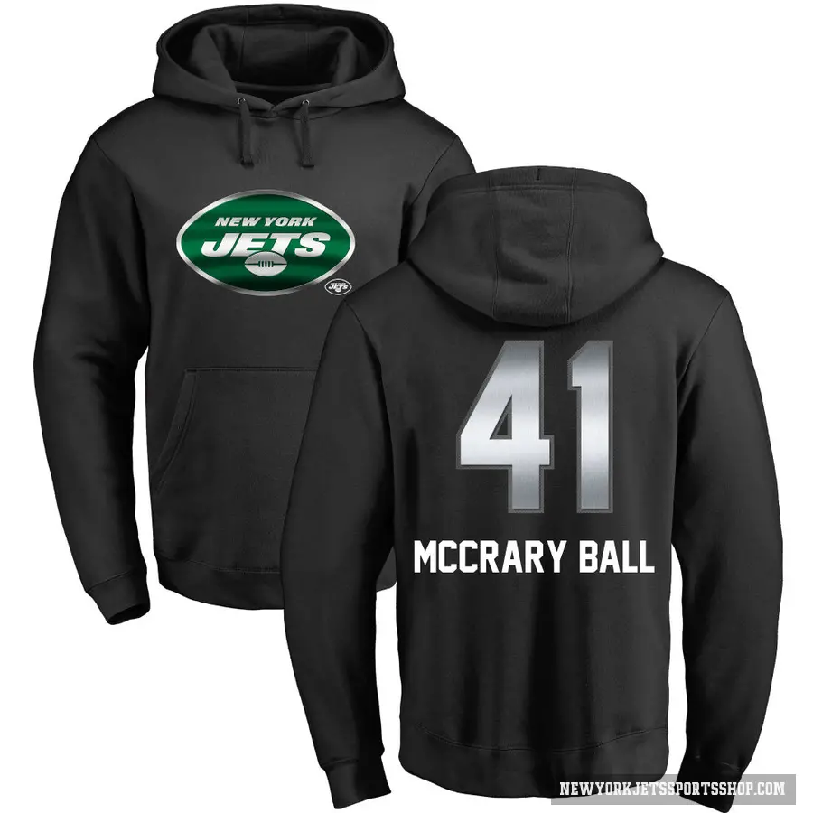 Men's ＃41 Marcelino McCrary-Ball New York Jets Black Midnight Mascot Pullover Hoodie