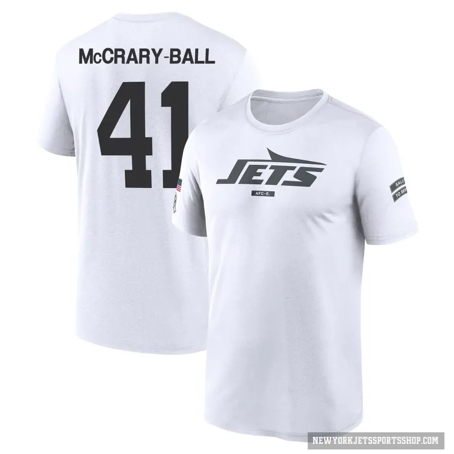 Men's ＃41 Marcelino McCrary-Ball New York Jets White 2024 Salute to Service Performance T-Shirt