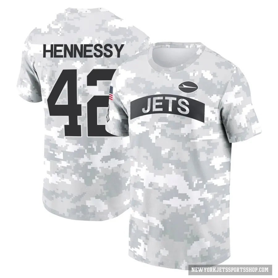 Men's ＃42 Thomas Hennessy New York Jets Camo Arctic 2024 Salute to Service Performance T-Shirt