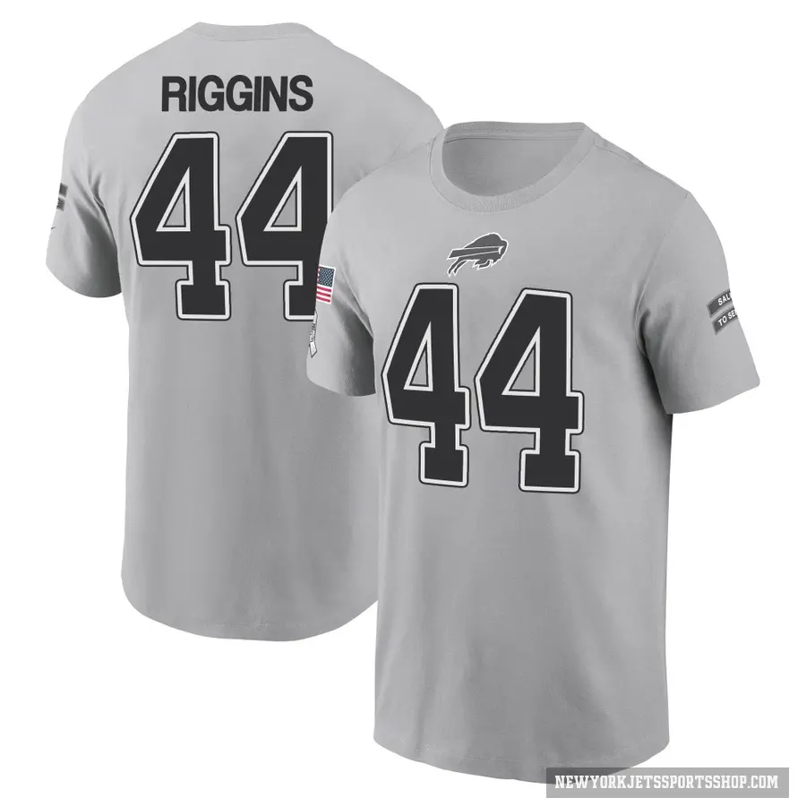 Men's ＃44 John Riggins New York Jets Gray 2024 Salute to Service T-Shirt