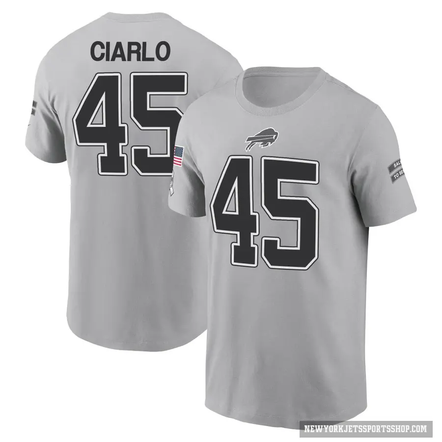 Men's ＃45 Jimmy Ciarlo New York Jets Gray 2024 Salute to Service T-Shirt