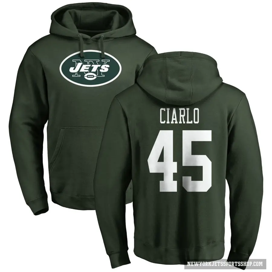 Men's ＃45 Jimmy Ciarlo New York Jets Green Pro Line Logo Pullover Hoodie