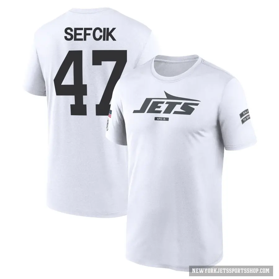 Men's ＃47 Lincoln Sefcik New York Jets White 2024 Salute to Service Performance T-Shirt