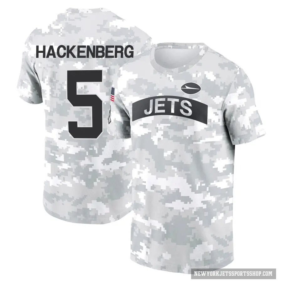 Men's ＃5 Christian Hackenberg New York Jets Camo Arctic 2024 Salute to Service Performance T-Shirt