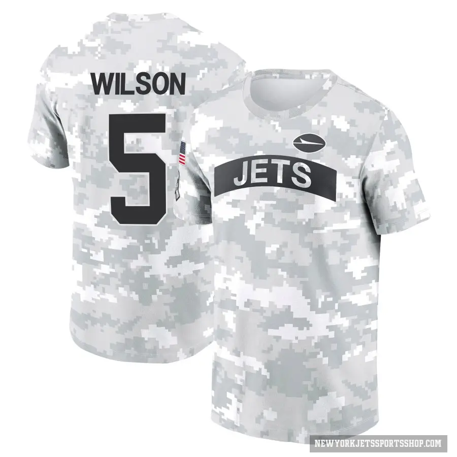 Men's ＃5 Garrett Wilson New York Jets Camo Arctic 2024 Salute to Service Performance T-Shirt