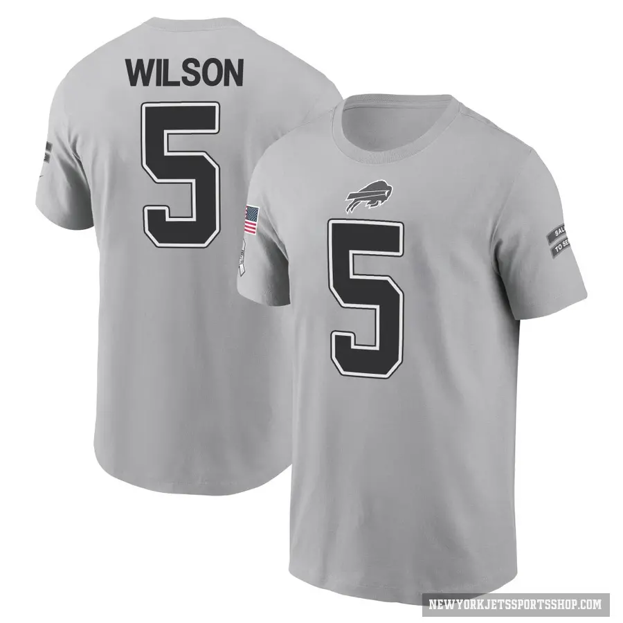 Men's ＃5 Garrett Wilson New York Jets Gray 2024 Salute to Service T-Shirt