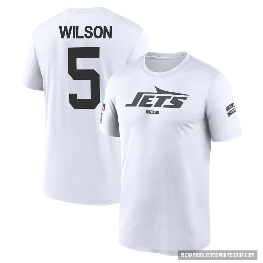 Men's ＃5 Garrett Wilson New York Jets White 2024 Salute to Service Performance T-Shirt