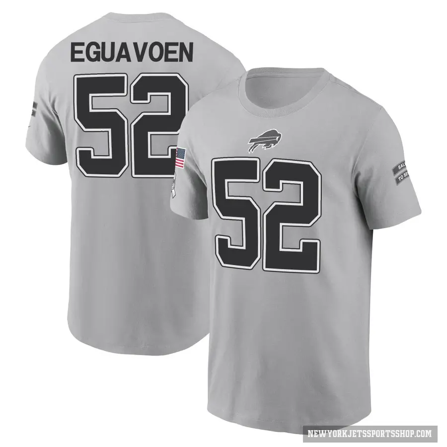 Men's ＃52 Sam Eguavoen New York Jets Gray 2024 Salute to Service T-Shirt