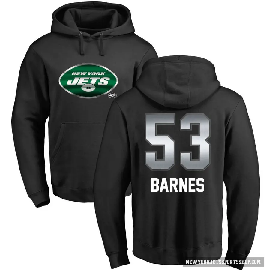 Men's ＃53 Zaire Barnes New York Jets Black Midnight Mascot Pullover Hoodie