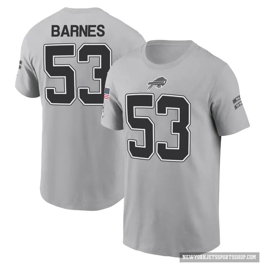 Men's ＃53 Zaire Barnes New York Jets Gray 2024 Salute to Service T-Shirt