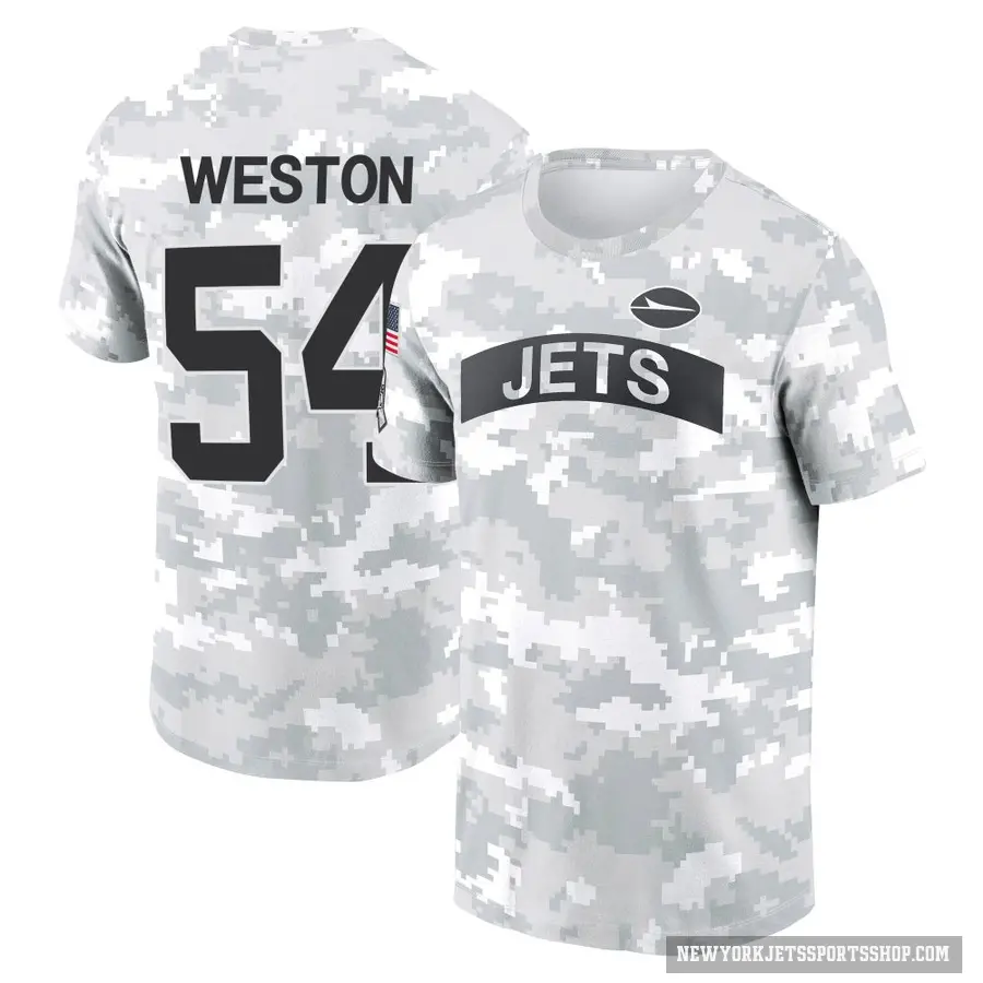Men's ＃54 Ja'Markis Weston New York Jets Camo Arctic 2024 Salute to Service Performance T-Shirt