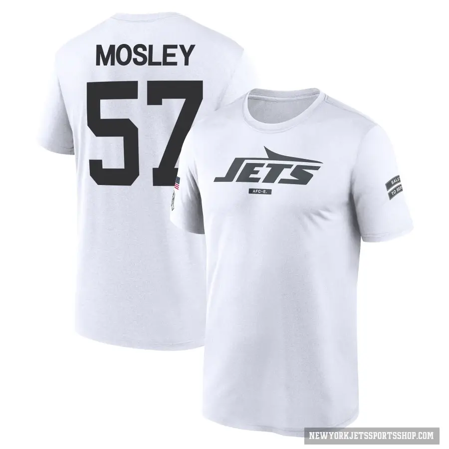 Men's ＃57 C.J. Mosley New York Jets White 2024 Salute to Service Performance T-Shirt