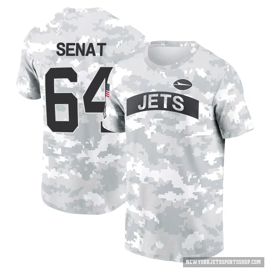 Men's ＃64 Greg Senat New York Jets Camo Arctic 2024 Salute to Service Performance T-Shirt