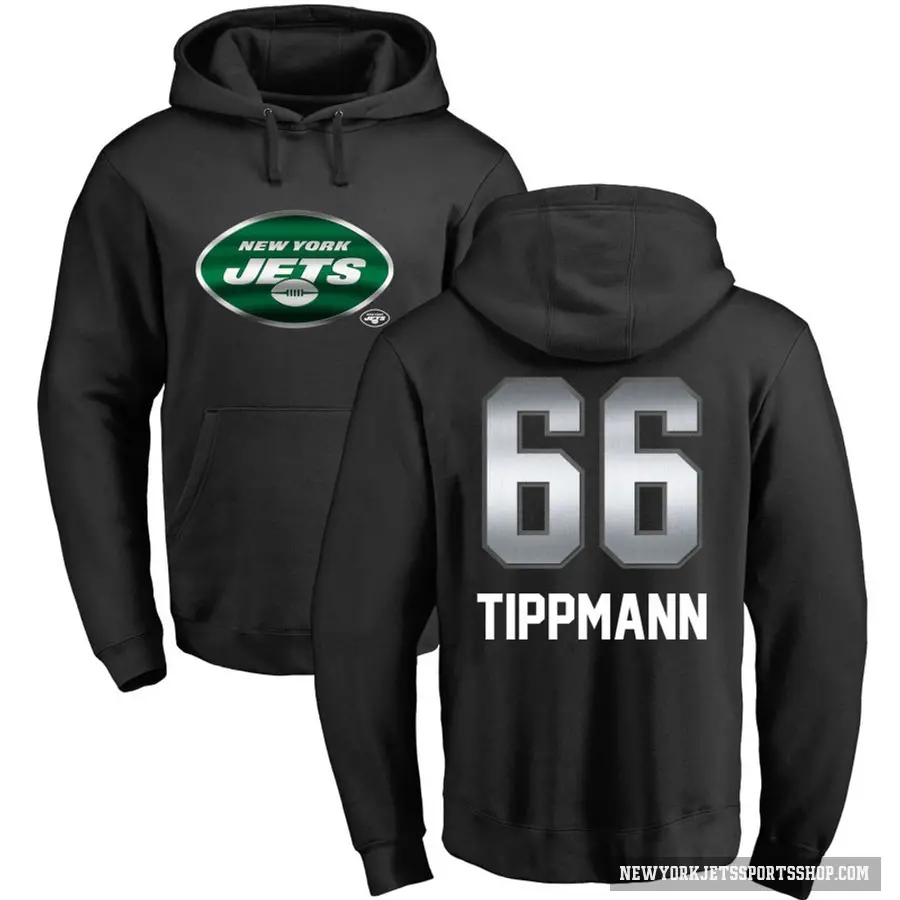 Men's ＃66 Joe Tippmann New York Jets Black Midnight Mascot Pullover Hoodie