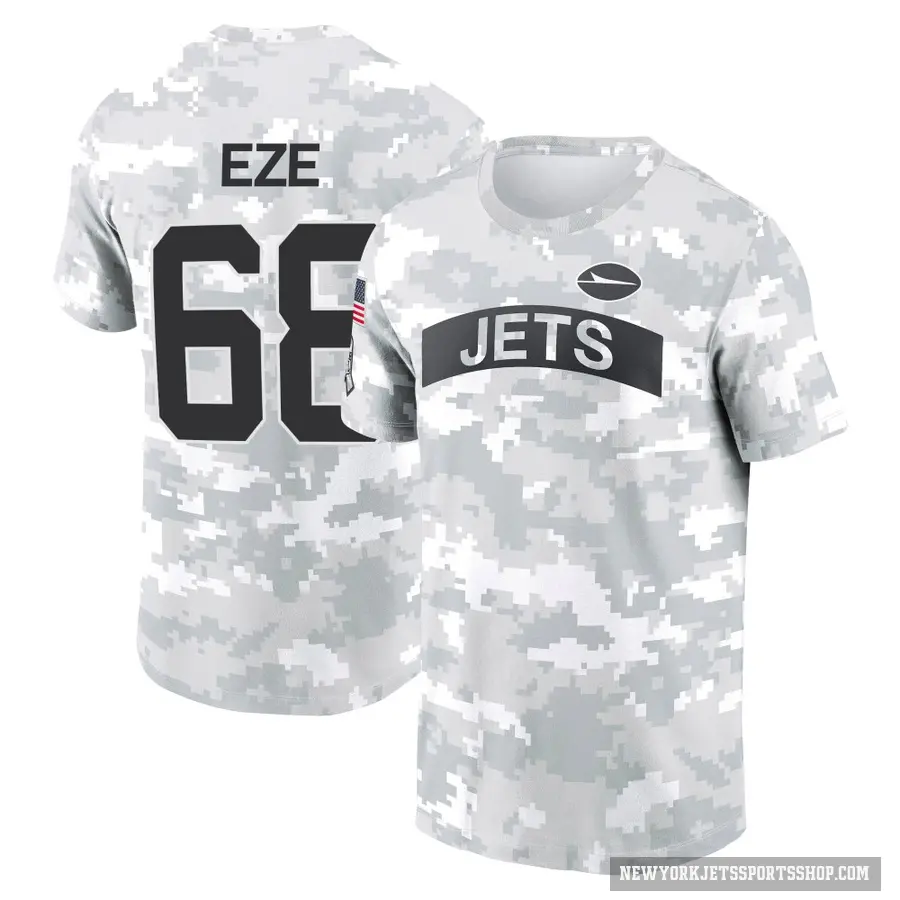 Men's ＃68 Obinna Eze New York Jets Camo Arctic 2024 Salute to Service Performance T-Shirt