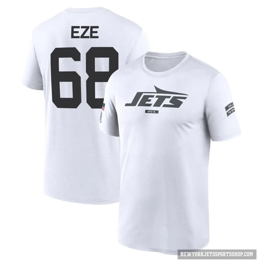 Men's ＃68 Obinna Eze New York Jets White 2024 Salute to Service Performance T-Shirt