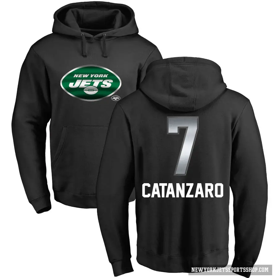 Men's ＃7 Chandler Catanzaro New York Jets Black Midnight Mascot Pullover Hoodie