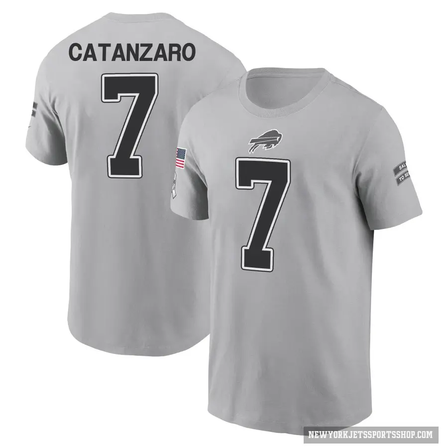 Men's ＃7 Chandler Catanzaro New York Jets Gray 2024 Salute to Service T-Shirt