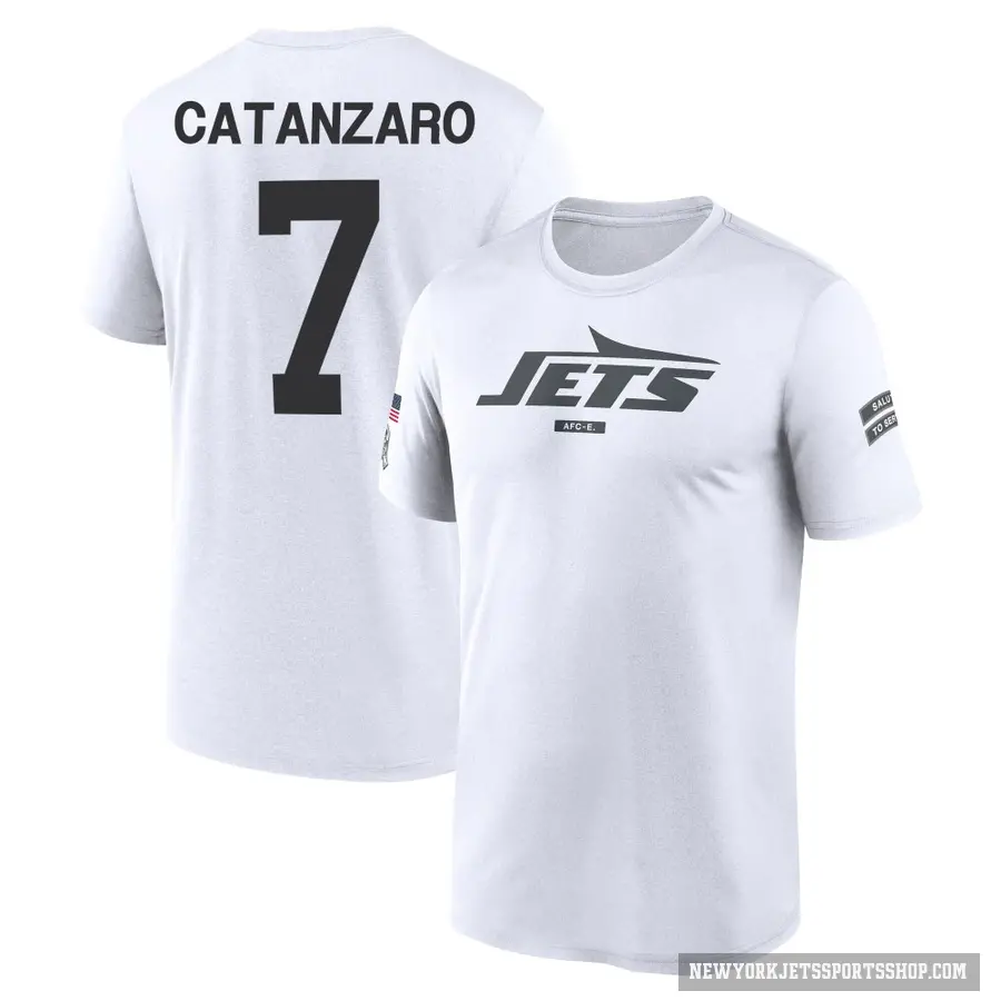 Men's ＃7 Chandler Catanzaro New York Jets White 2024 Salute to Service Performance T-Shirt