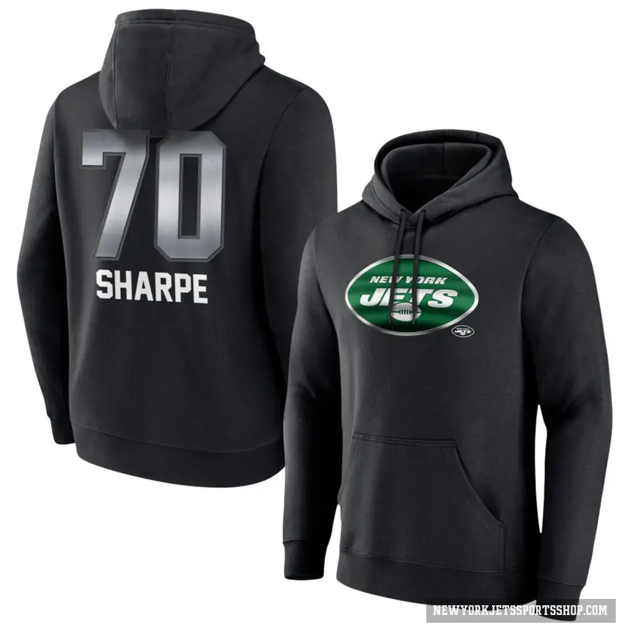 Men's ＃70 David Sharpe New York Jets Black Midnight Mascot Pullover Hoodie