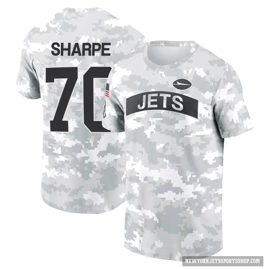 Men's ＃70 David Sharpe New York Jets Camo Arctic 2024 Salute to Service Performance T-Shirt