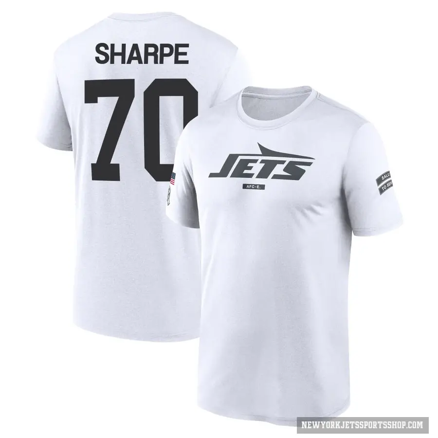 Men's ＃70 David Sharpe New York Jets White 2024 Salute to Service Performance T-Shirt