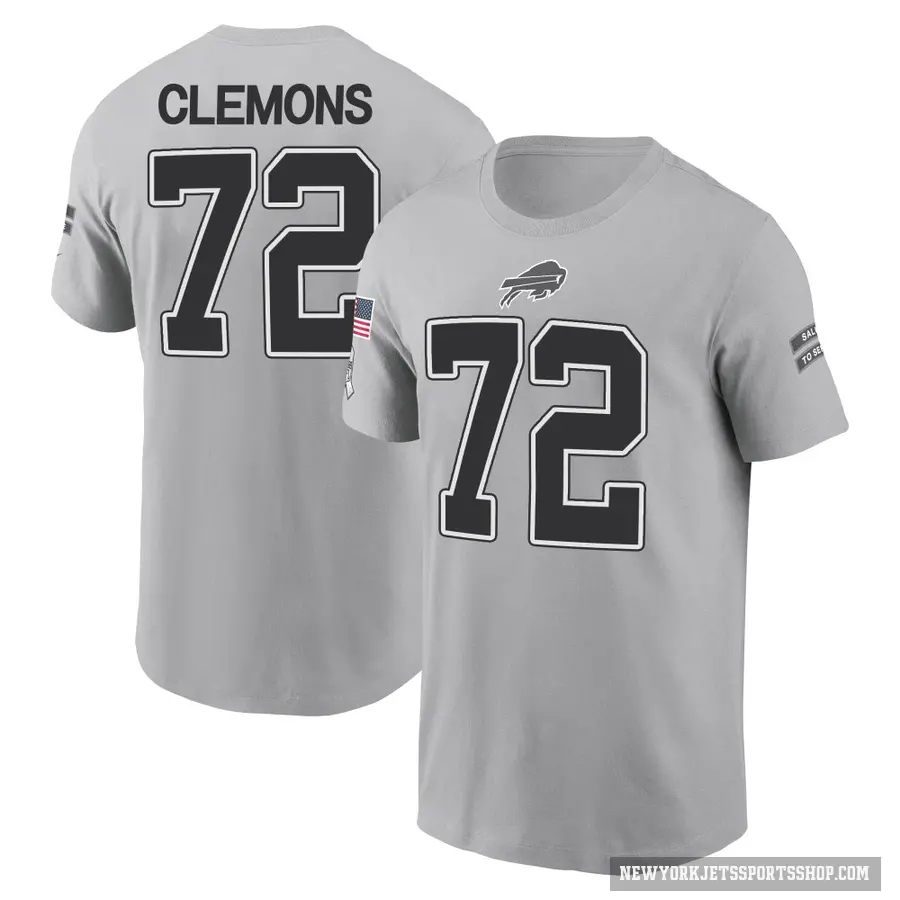 Men's ＃72 Micheal Clemons New York Jets Gray 2024 Salute to Service T-Shirt