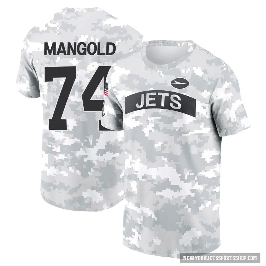 Men's ＃74 Nick Mangold New York Jets Camo Arctic 2024 Salute to Service Performance T-Shirt