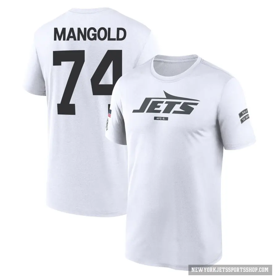 Men's ＃74 Nick Mangold New York Jets White 2024 Salute to Service Performance T-Shirt