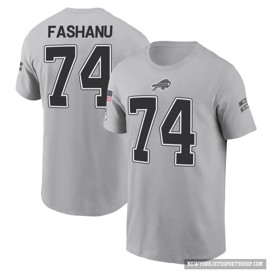 Men's ＃74 Olu Fashanu New York Jets Gray 2024 Salute to Service T-Shirt