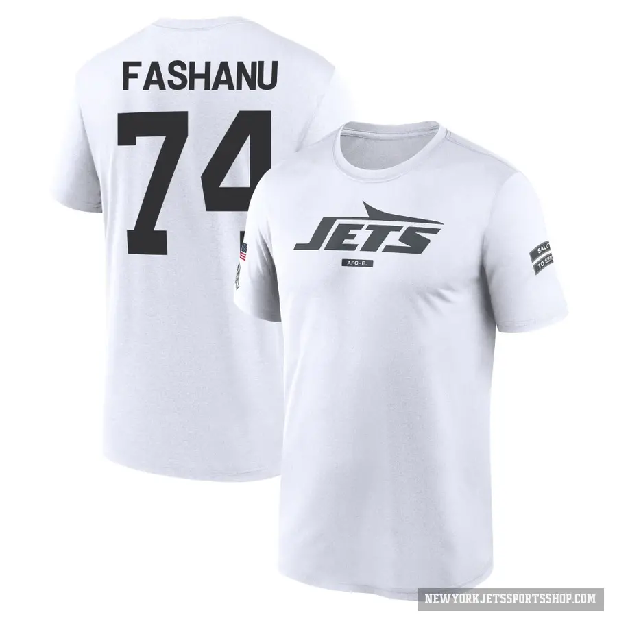 Men's ＃74 Olu Fashanu New York Jets White 2024 Salute to Service Performance T-Shirt