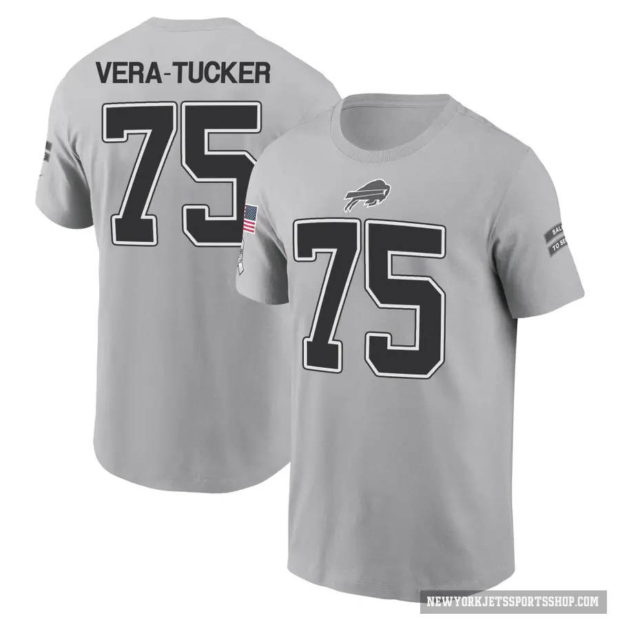 Men's ＃75 Alijah Vera-Tucker New York Jets Gray 2024 Salute to Service T-Shirt